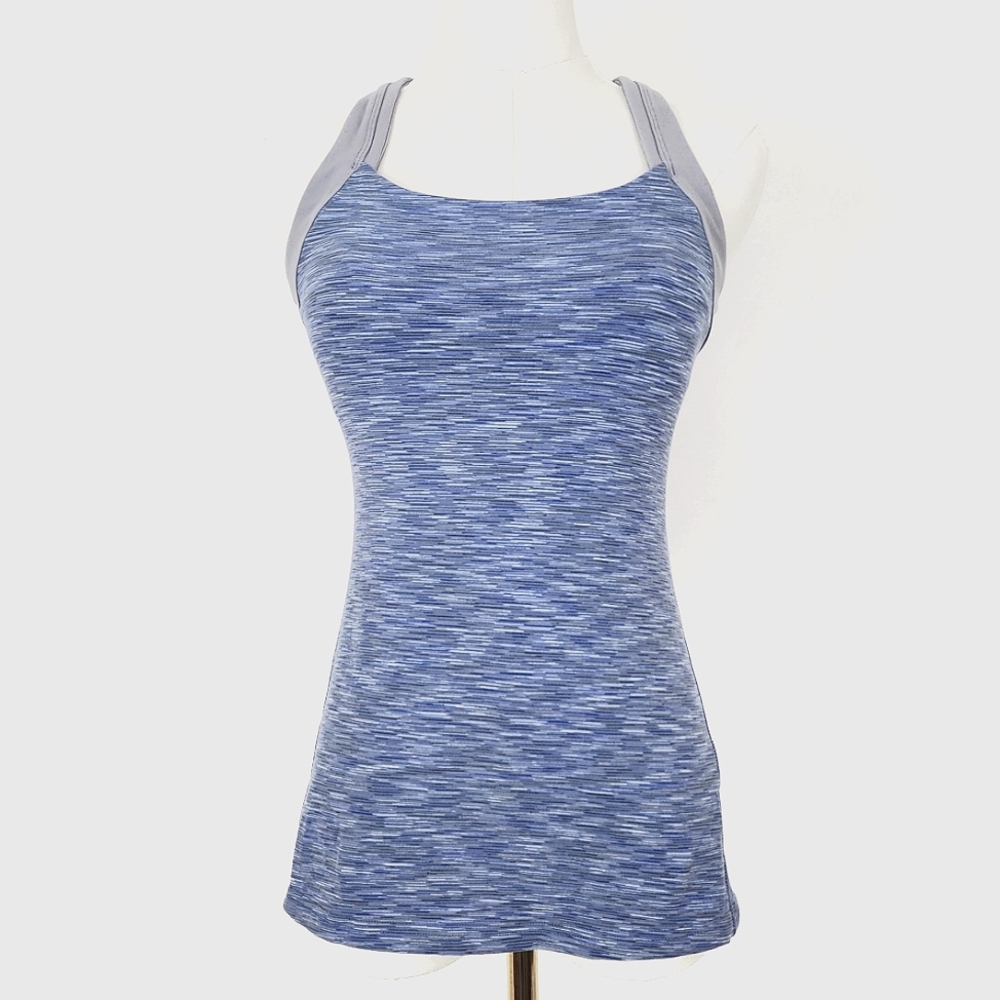 Lucy Fitness Fix Space Dyed Athletic Top Small Purple And Gray Built-in Bra